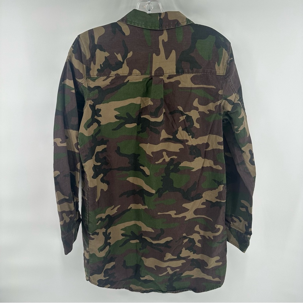 VANS Camouflage Army Camo Green Shirt Dress Snap Button Grunge Medium - Picture 5 of 6